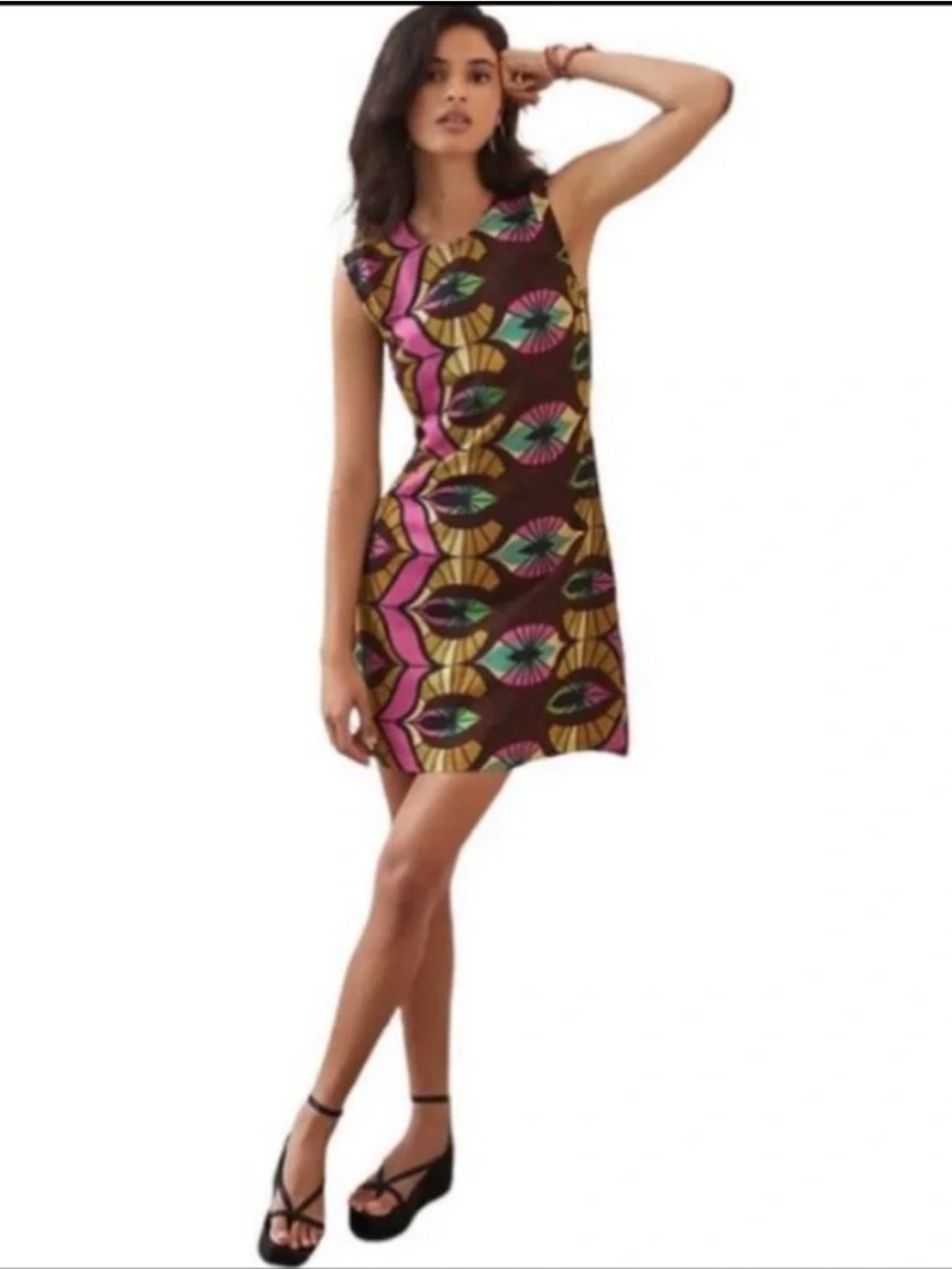 Conditions Apply Mini Dress | 2X | Geometric Print Cotton Linen Shift